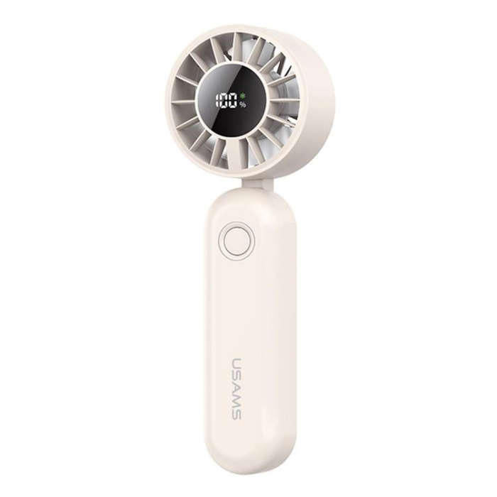 USAMS ZB352 Digital Display Folding Handheld Mini Fan(Beige)