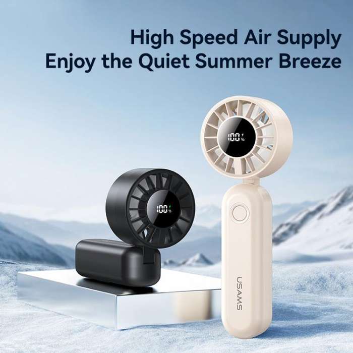 USAMS ZB352 Digital Display Folding Handheld Mini Fan(Beige)