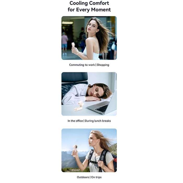 USAMS ZB352 Digital Display Folding Handheld Mini Fan(Beige)