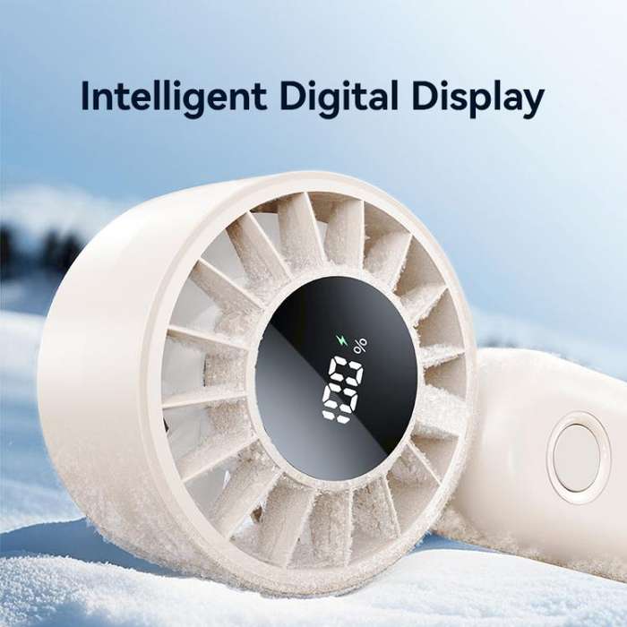 USAMS ZB352 Digital Display Folding Handheld Mini Fan(Beige)