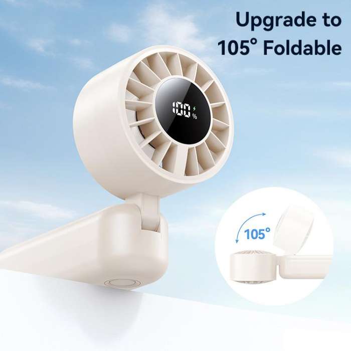 USAMS ZB352 Digital Display Folding Handheld Mini Fan(Beige)