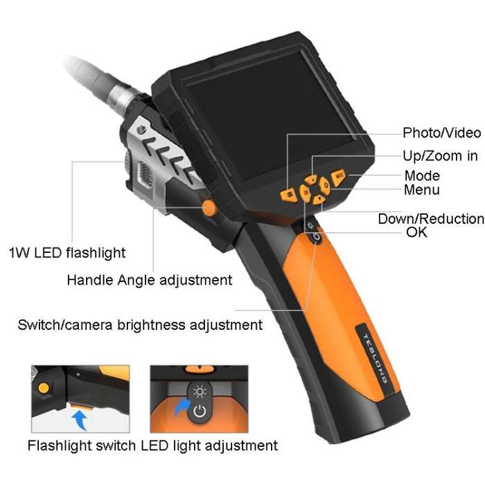 TESLONG NTS300 5 Inch Large Screen Industrial Endoscope Auto Repair Tools, Model:5.5mm Single Len...