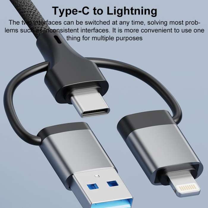 USB / Type-C / 8 Pin to TF / SD Card Reader, USB, Type-C HUB Adapter 5 in 1 Docking Station(Grey)
