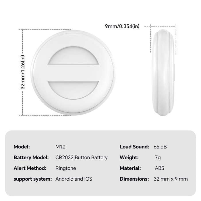 M10 Mini GPS Location Tracker Anti-lost Device with Keychain(White)