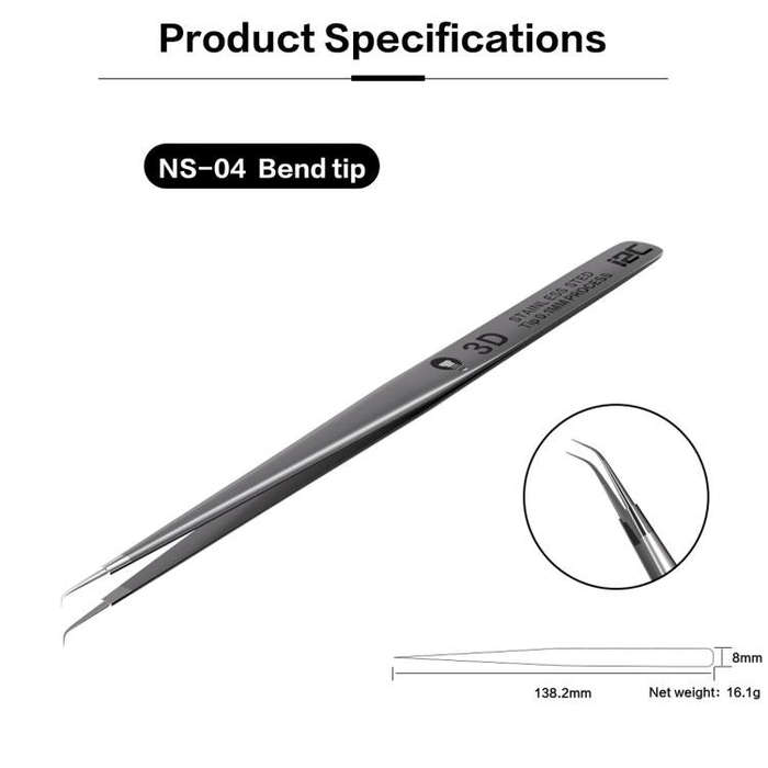 i2C NS Series Super Alloy High Precision Stainless Steel Super Hard Extra Tip Flying Wire Tweezer...