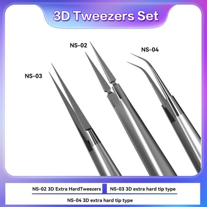 i2C NS Series Super Alloy High Precision Stainless Steel Super Hard Extra Tip Flying Wire Tweezer...