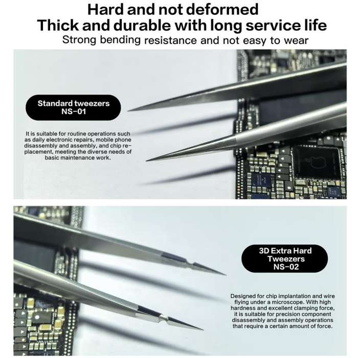 i2C NS Series Super Alloy High Precision Stainless Steel Super Hard Extra Tip Flying Wire Tweezer...