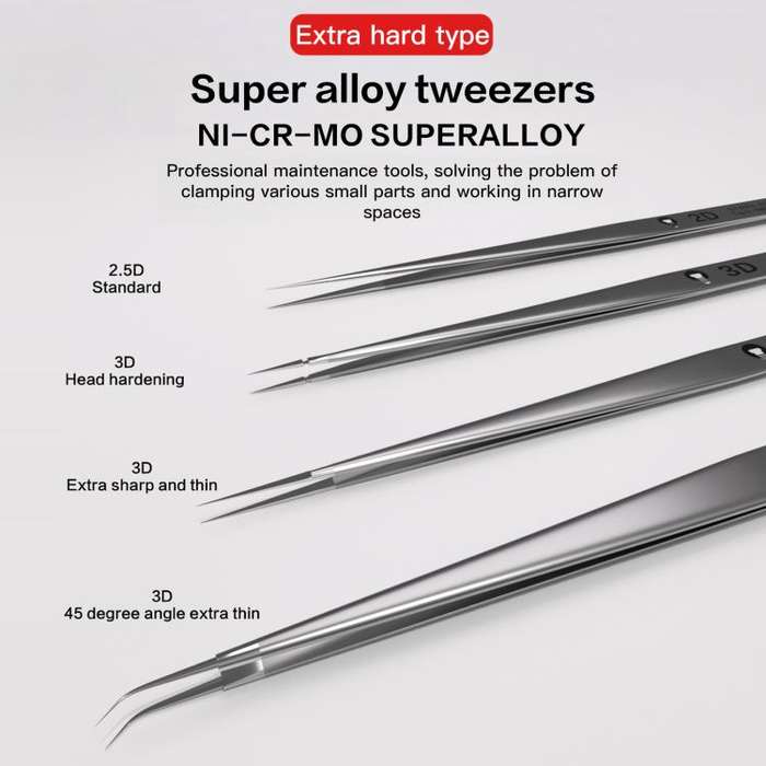 i2C NS Series Super Alloy High Precision Stainless Steel Super Hard Extra Tip Flying Wire Tweezer...