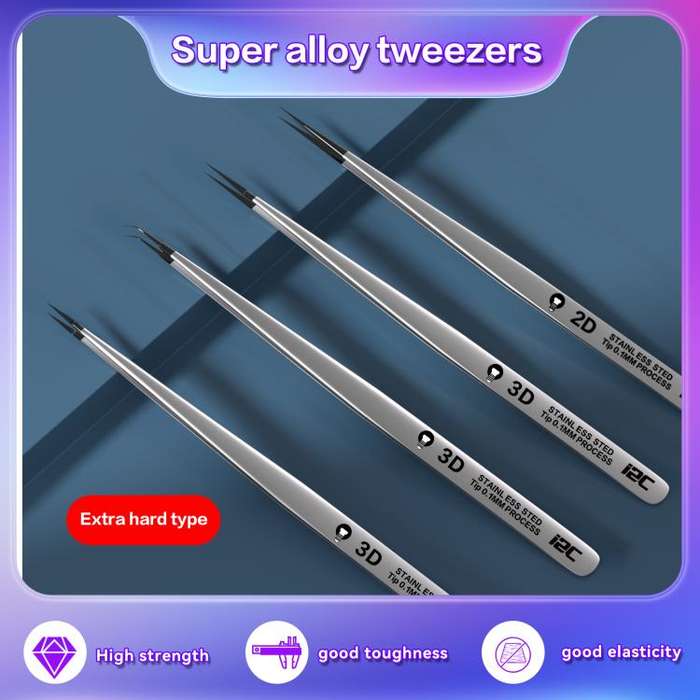 i2C NS Series Super Alloy High Precision Stainless Steel Super Hard Extra Tip Flying Wire Tweezer...