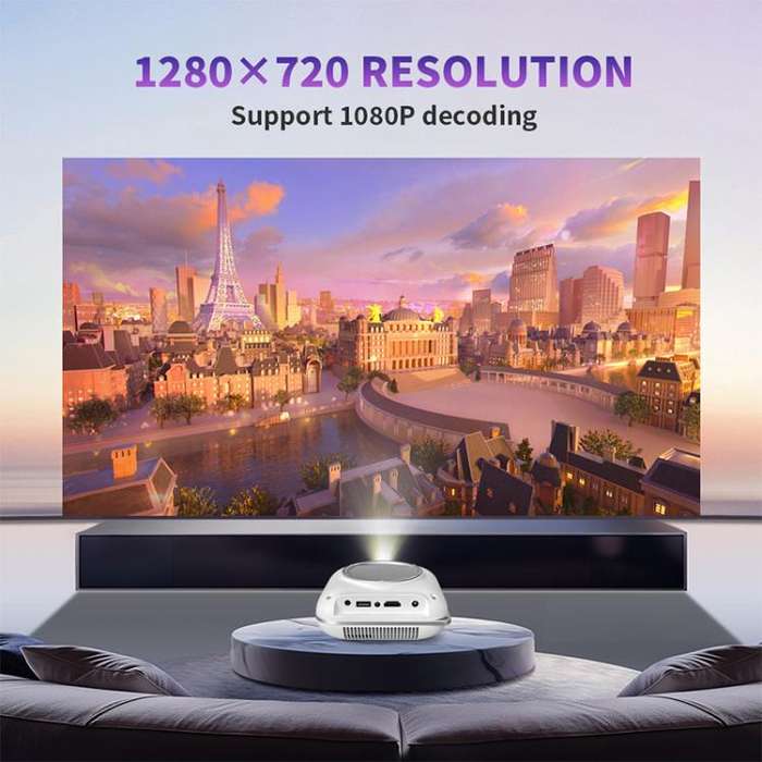 Cheerlux C1 Android Version 1280x720P 100ANSI Bluetooth 5.1 Smart Projector, UK Plug(White)