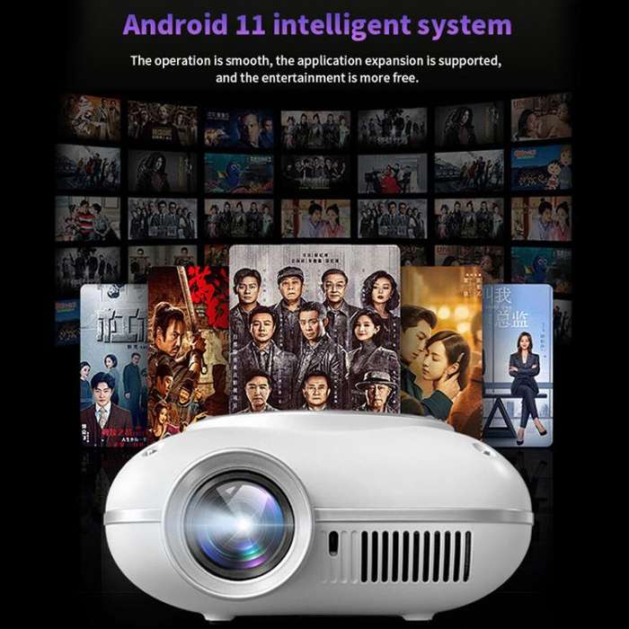 Cheerlux C1 Android Version 1280x720P 100ANSI Bluetooth 5.1 Smart Projector, UK Plug(White)