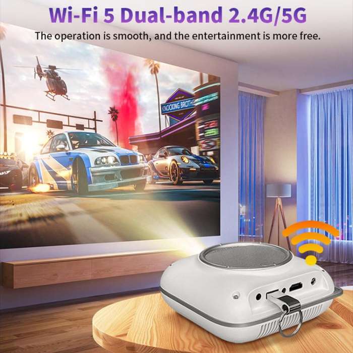 Cheerlux C1 Android Version 1280x720P 100ANSI Bluetooth 5.1 Smart Projector, UK Plug(White)