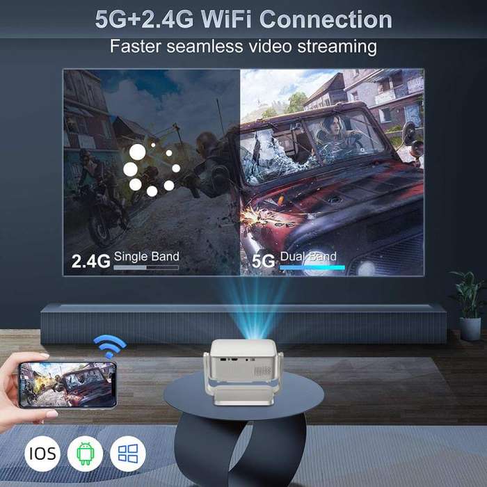 Cheerlux C6C Same Screen Version 1280x720P 180ANSI Bluetooth 5.1 Smart Projector, AU Plug, with G...
