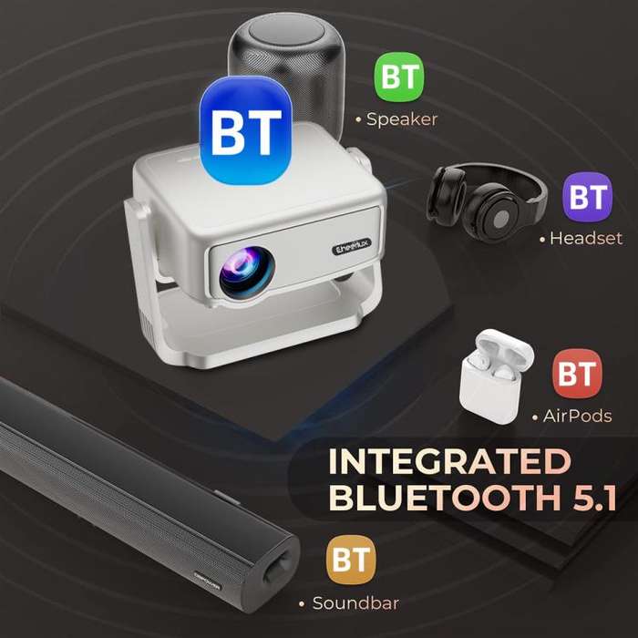 Cheerlux C6C Same Screen Version 1280x720P 180ANSI Bluetooth 5.1 Smart Projector, EU Plug, with G...