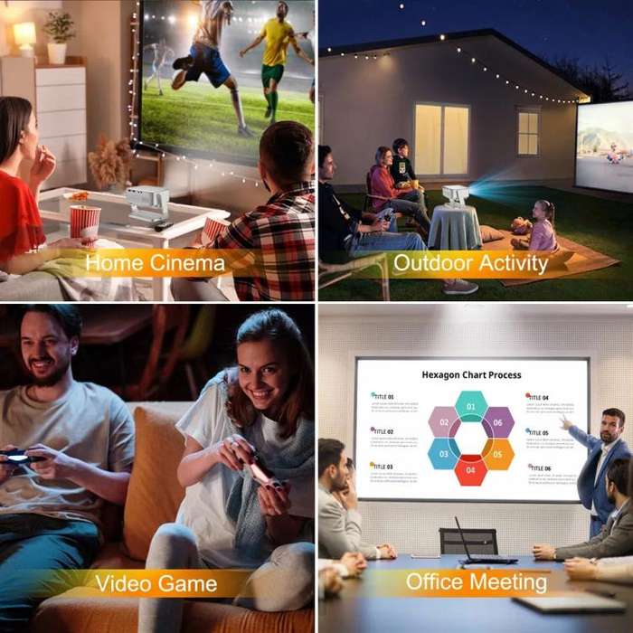 Cheerlux C6C Same Screen Version 1280x720P 180ANSI Bluetooth 5.1 Smart Projector, AU Plug, with G...