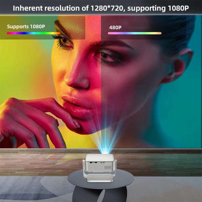 Cheerlux C6C Android Version 1280x720P 180ANSI Bluetooth 5.0 Smart Projector, EU Plug, with Gimba...