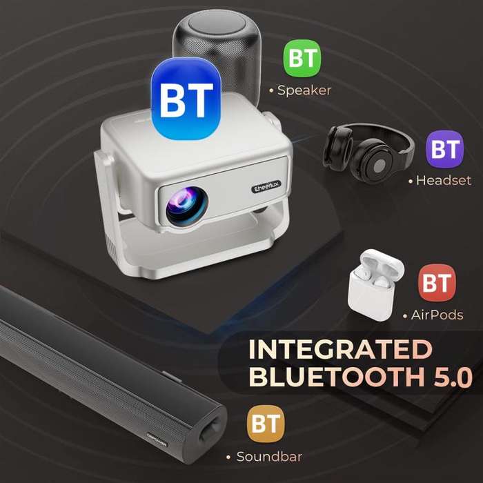 Cheerlux C6C Android Version 1280x720P 180ANSI Bluetooth 5.0 Smart Projector, EU Plug, with Gimba...