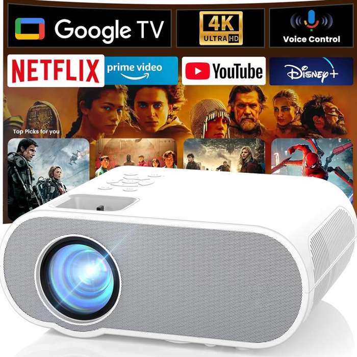Cheerlux C10 Google TV Version 2K Dongle 1920x1080P 300ANSI Smart Projector, UK Plug(White)