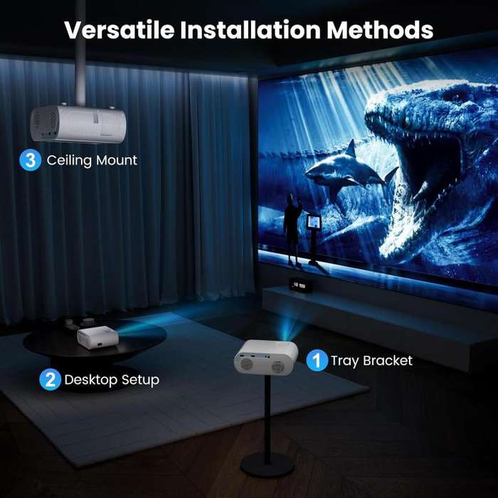 Cheerlux C10 Google TV Version 2K Dongle 1920x1080P 300ANSI Smart Projector, UK Plug(White)