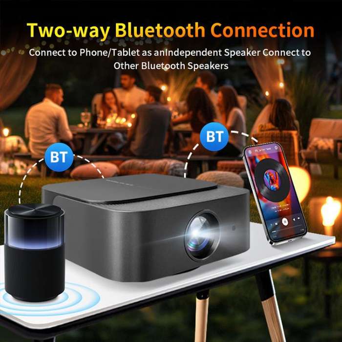Cheerlux E2C Whale OS Version 1920x1080P 300ANSI Smart Projector, UK Plug(Black)
