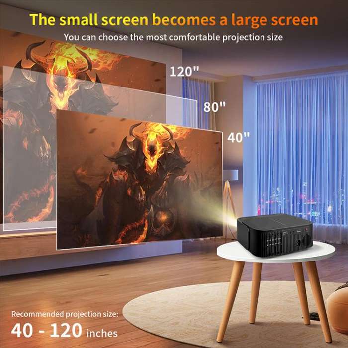 Cheerlux E2C Same Screen Version 1920x1080P 300ANSI Smart Projector, EU Plug(Black)