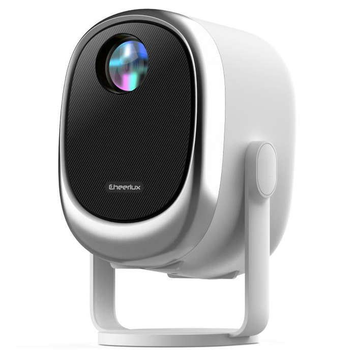 Cheerlux H1 Same Screen Version 1280x720P 180ANSI Smart Projector, EU Plug, with Gimbal(White)