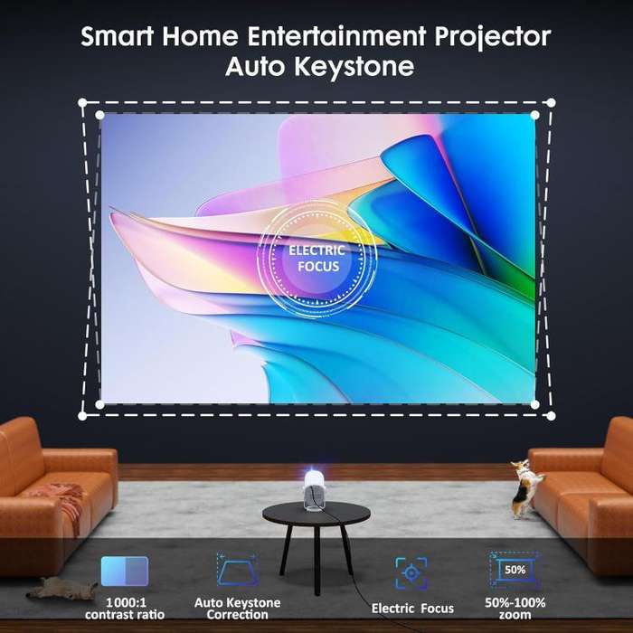 Cheerlux H1 Whale OS Version 1280x720P 180ANSI Smart Projector, EU Plug, with Gimbal(Dark Grey)