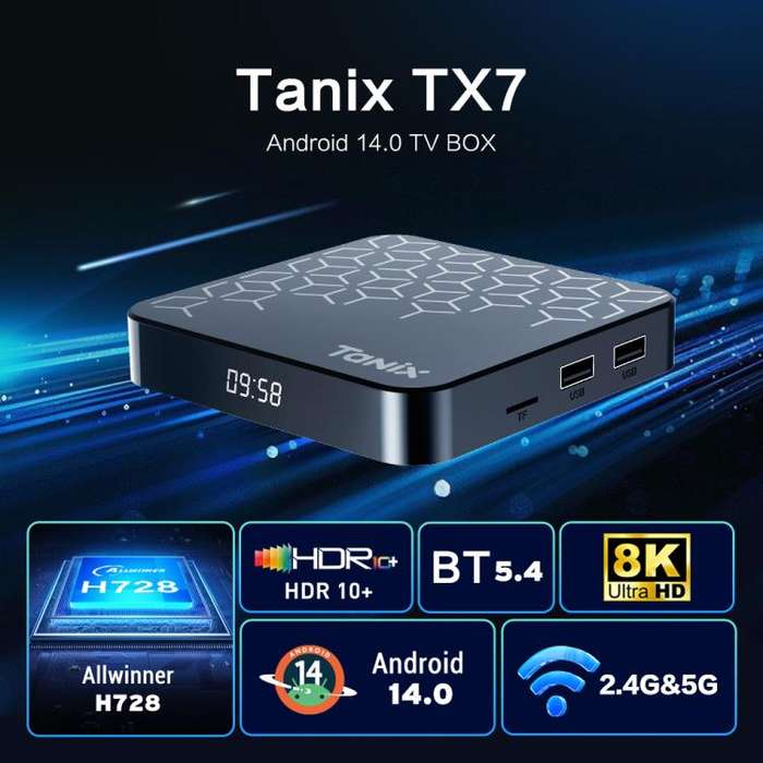 Tanix TX7 8K UHD Android 14 Smart TV Box with Remote Control, 2GB+16GB, Allwinner H728 Octa-Core(...