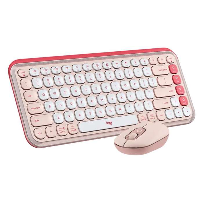 Logitech POP ICON COMBO Wireless Bluetooth Keyboard and Mouse Set(Pink)