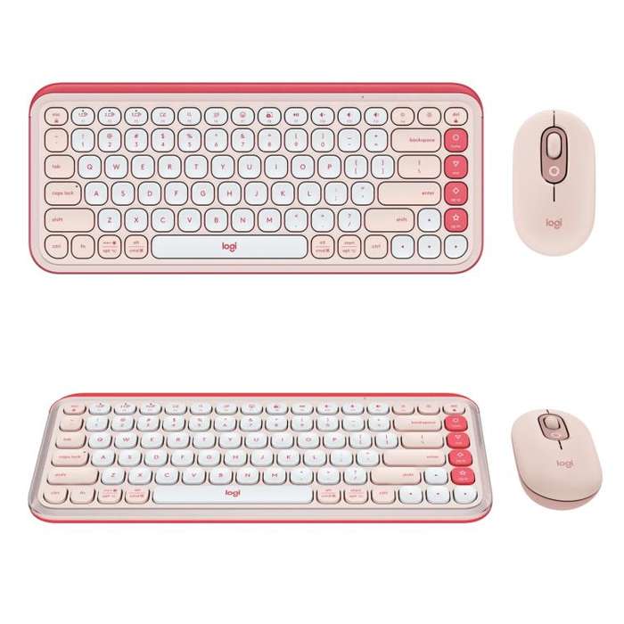 Logitech POP ICON COMBO Wireless Bluetooth Keyboard and Mouse Set(Pink)