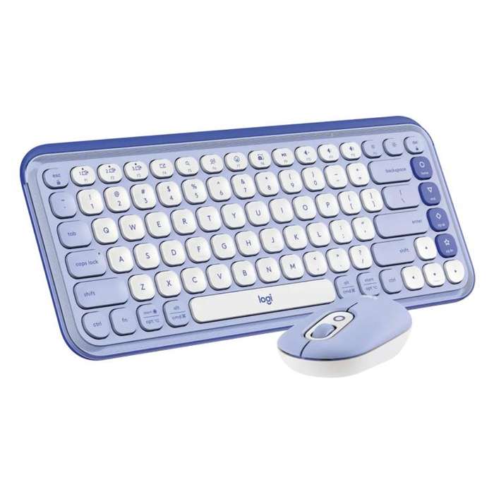 Logitech POP ICON COMBO Wireless Bluetooth Keyboard and Mouse Set(Purple)