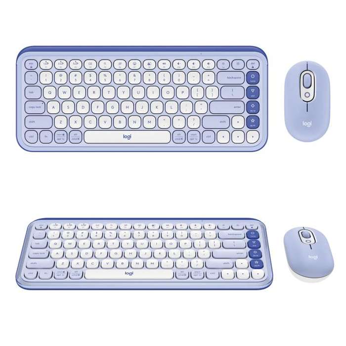 Logitech POP ICON COMBO Wireless Bluetooth Keyboard and Mouse Set(Purple)