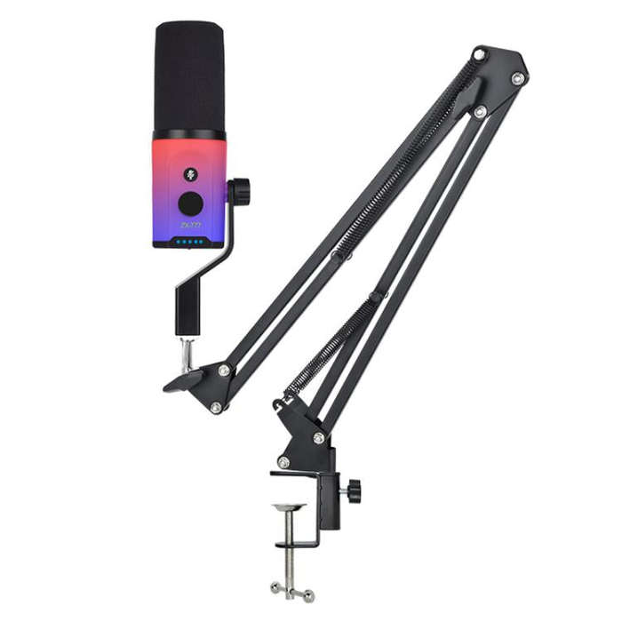 XTUGA ZX-777 XLR / USB-C Dynamic Microphone RGB Light Noise Reduction for Live, Model:Long Arm Br...