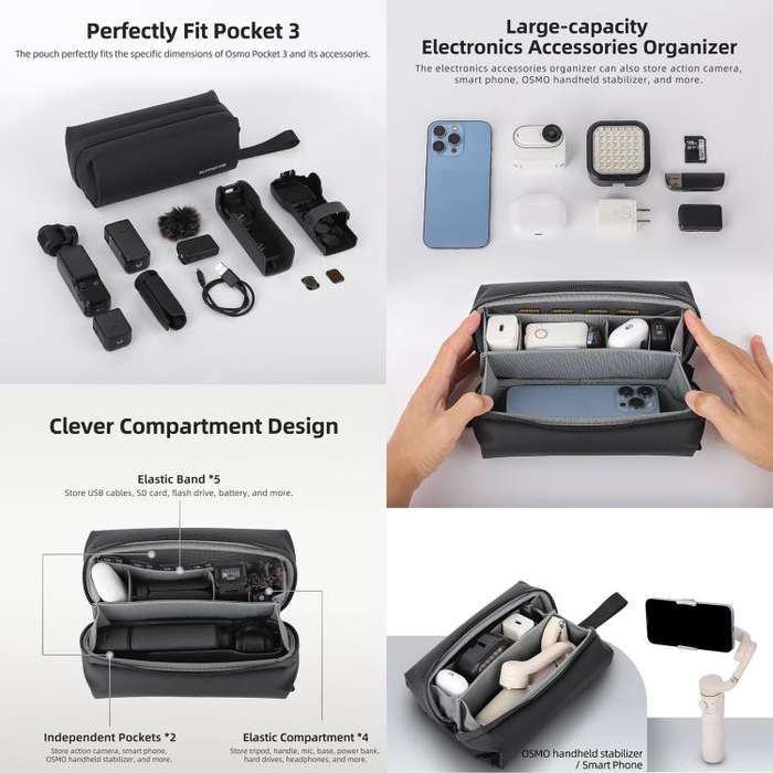 For DJI OSMO Pocket 3 Sunnylife Carrying Handbag Storage Shoulder Bag Combo Bags Mini Travel Dail...