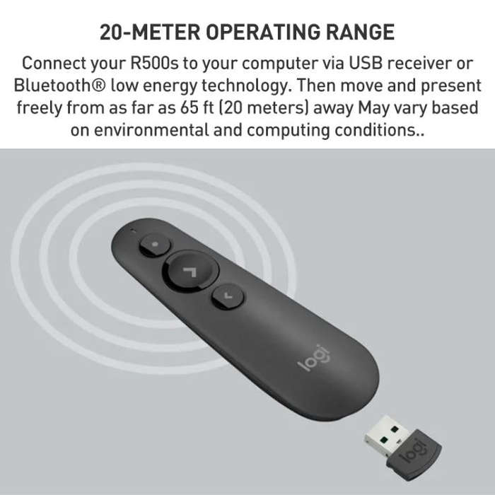 Logitech R500s Laser Wireless Smart Presentation Remote Controller(Grey)