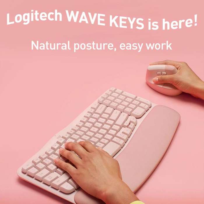 Logitech WAVE KEYS Wireless Ergonomic Keyboard(Black)