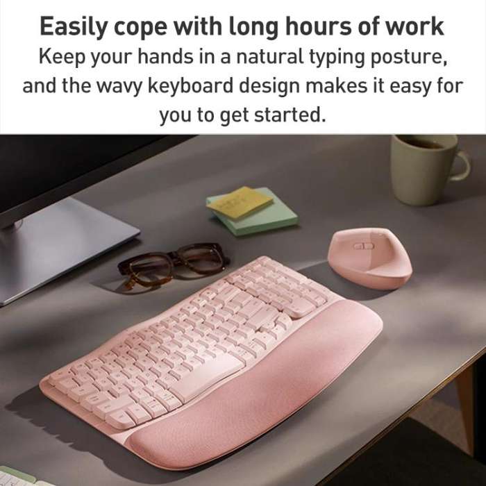 Logitech WAVE KEYS Wireless Ergonomic Keyboard(White)