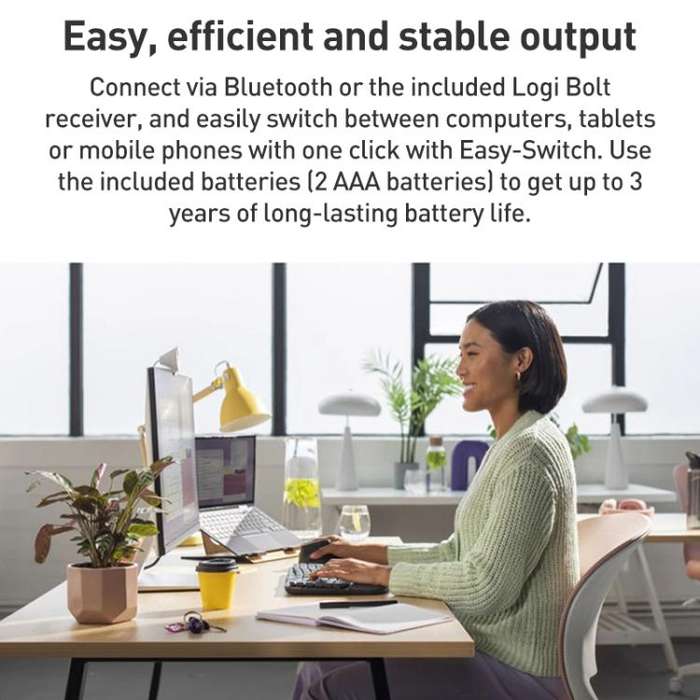 Logitech WAVE KEYS Wireless Ergonomic Keyboard(White)