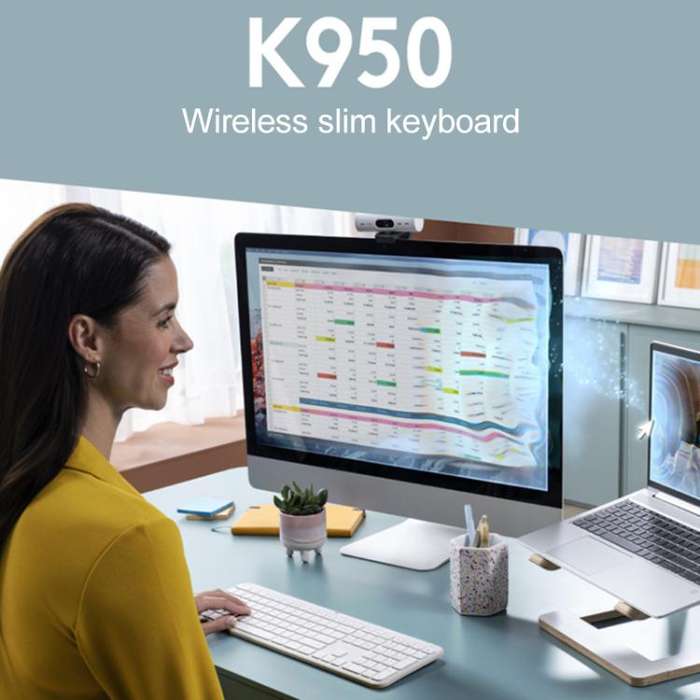 Logitech K950 Slim Silent Wireless Bluetooth Keyboard(Pink)