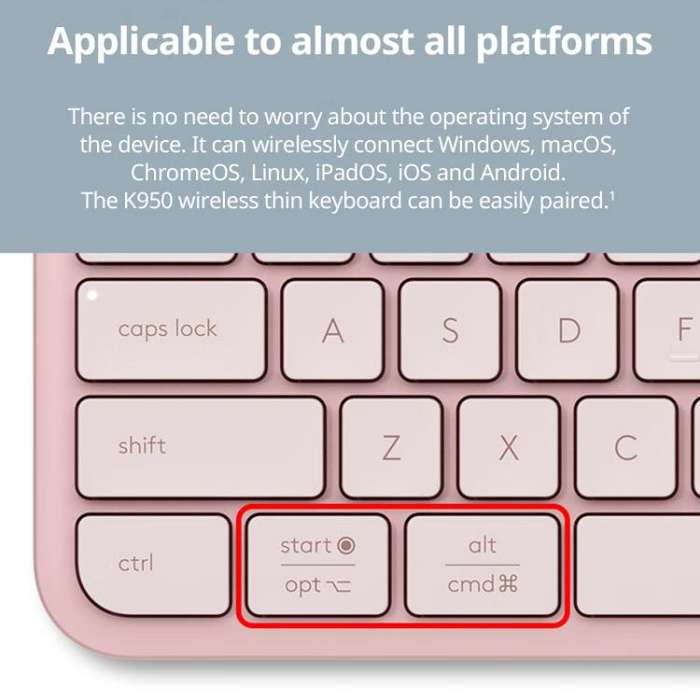 Logitech K950 Slim Silent Wireless Bluetooth Keyboard(Pink)