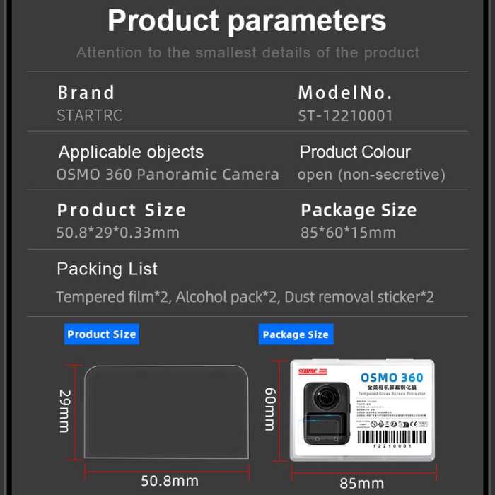 For DJI Osmo 360 STARTRC 2pcs HD Screen Tempered Glass Films(Transparent)
