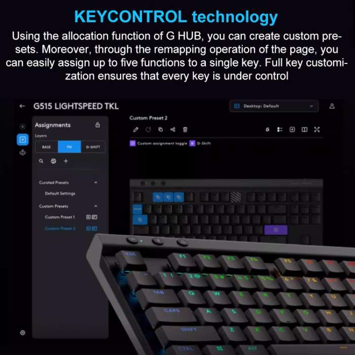 Logitech G515 LIGHTSPEED TKL Wireless Low-Profile Mechanical Gaming Keyboard, GX-L Mechanical Swi...