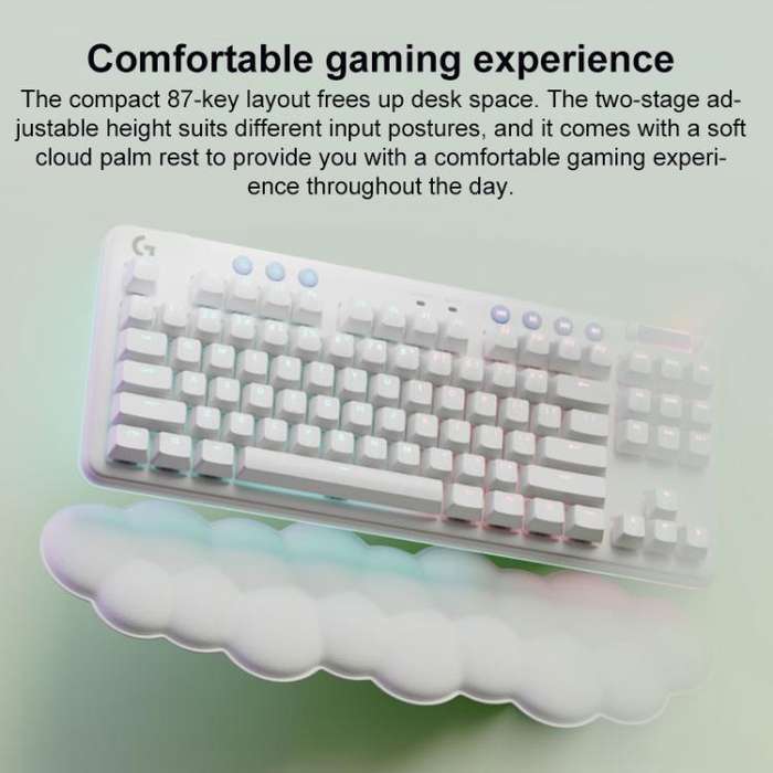 Logitech G715 Dual-Mode 87-Key RGB Wireless Bluetooth Mechanical Keyboard, Tea Shaft(White)