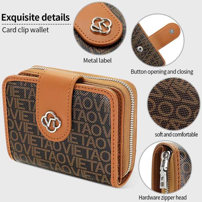 VIETAO VT-ZP-241 Multifunctional Leather Card Holder Wallet(Coffee)