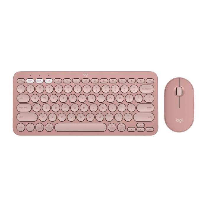  PEBBLE 2 COMBO Thin and Light Wireless Slim Bluetooth Keyboard and Mouse Set(Pink)