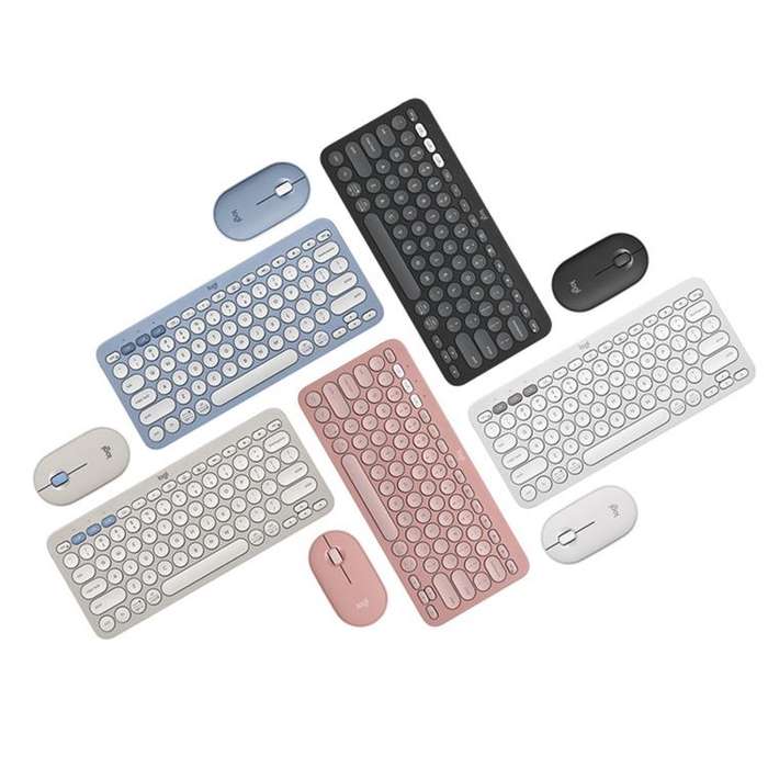  PEBBLE 2 COMBO Thin and Light Wireless Slim Bluetooth Keyboard and Mouse Set(Blue)