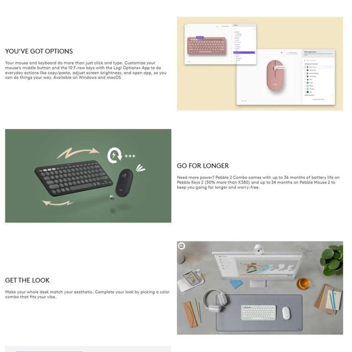  PEBBLE 2 COMBO Thin and Light Wireless Slim Bluetooth Keyboard and Mouse Set(Blue)
