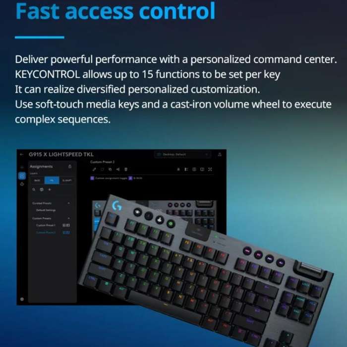 Logitech G915 X LIGHTSPEED TKL Low Profile Gaming Keyboard(Black Clicky)