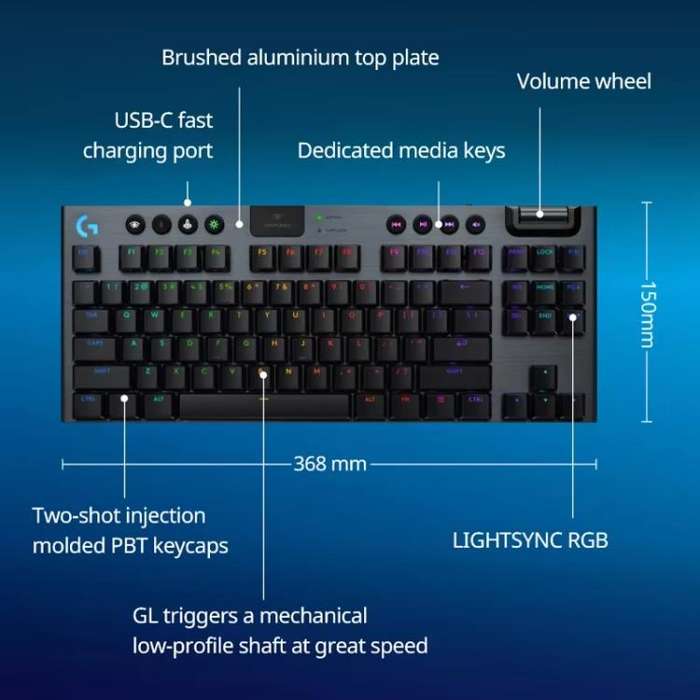 Logitech G915 X LIGHTSPEED TKL Low Profile Gaming Keyboard(White Tactile)