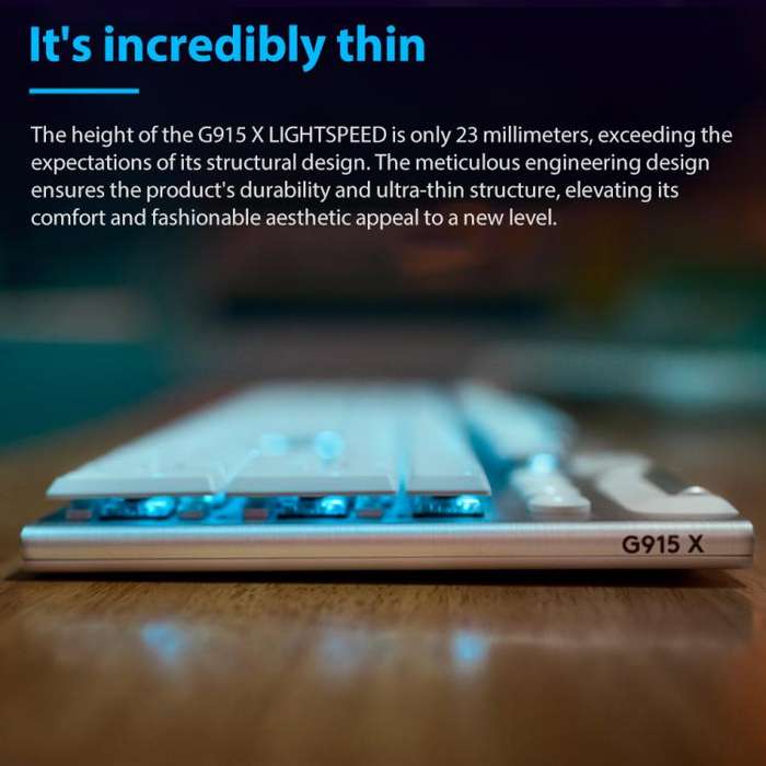 Logitech G915 X LIGHTSPEED Wireless Low Profile Gaming Keyboard(White Tactile)